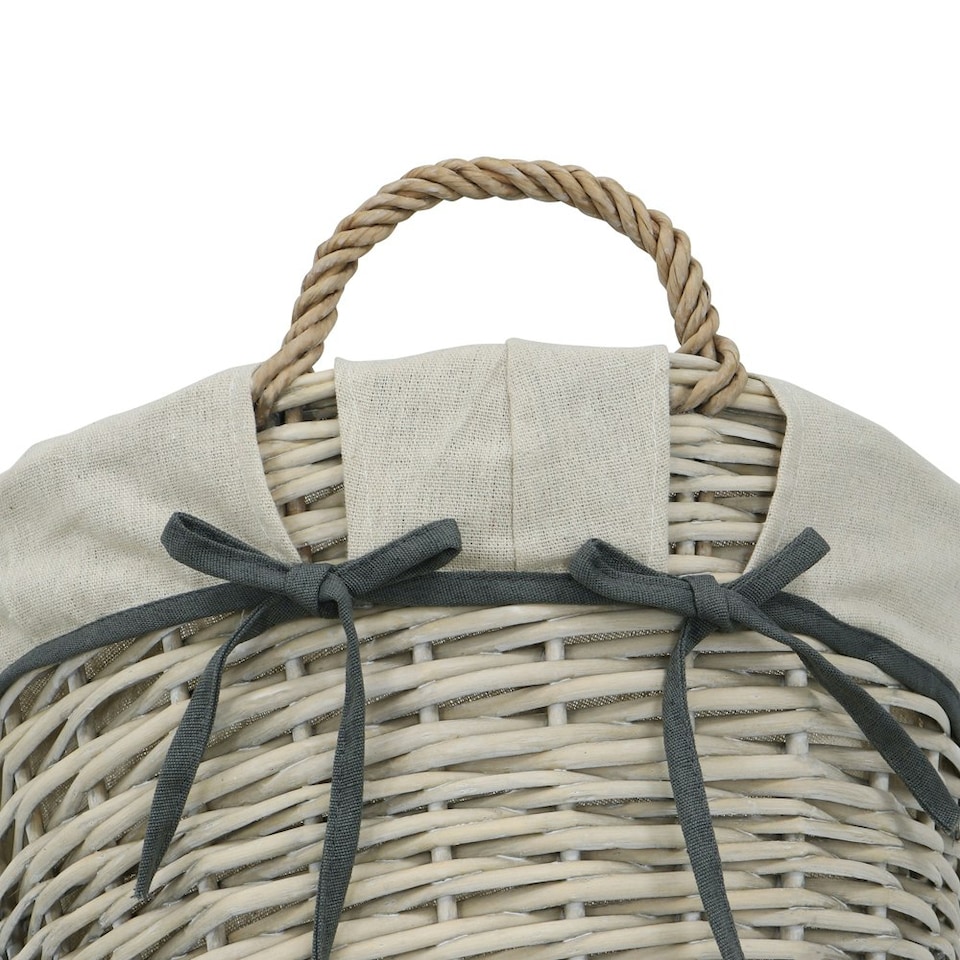 image 1 of JVL Arianna Oval Tapered Willow Storage Basket, Grey Wash Grey