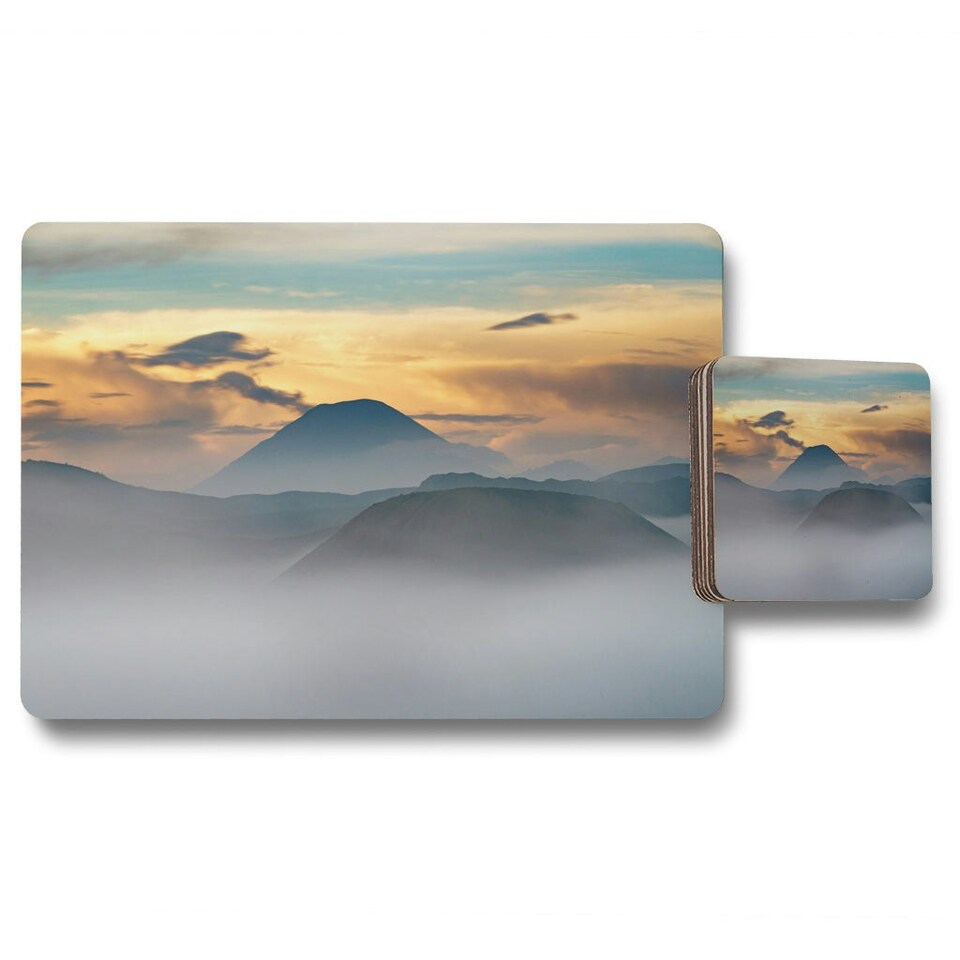 image 1 of View of mount Bromo in morning time (Placemat & Coaster Set) (Placemat & Coaster Set)