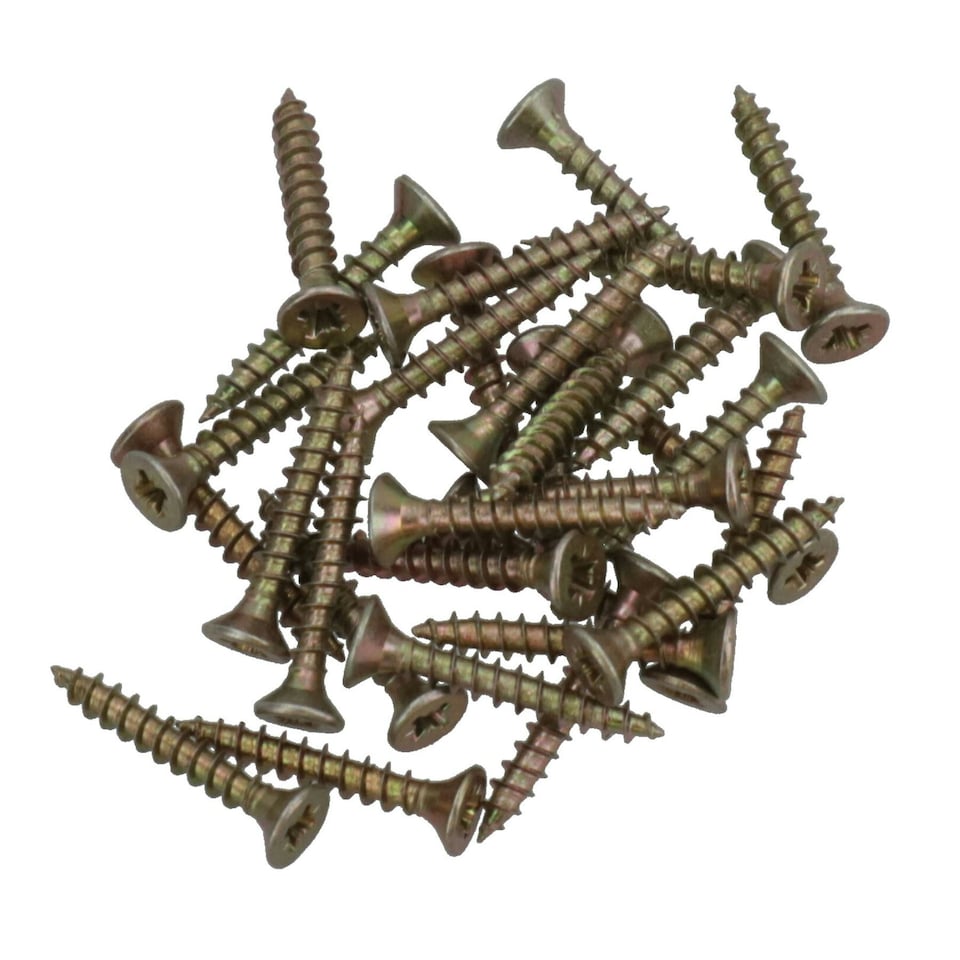 image 1 of 3mm x 20mm Countersunk Wood Chipboard Screw Fasteners PZ1 Drive 30pc