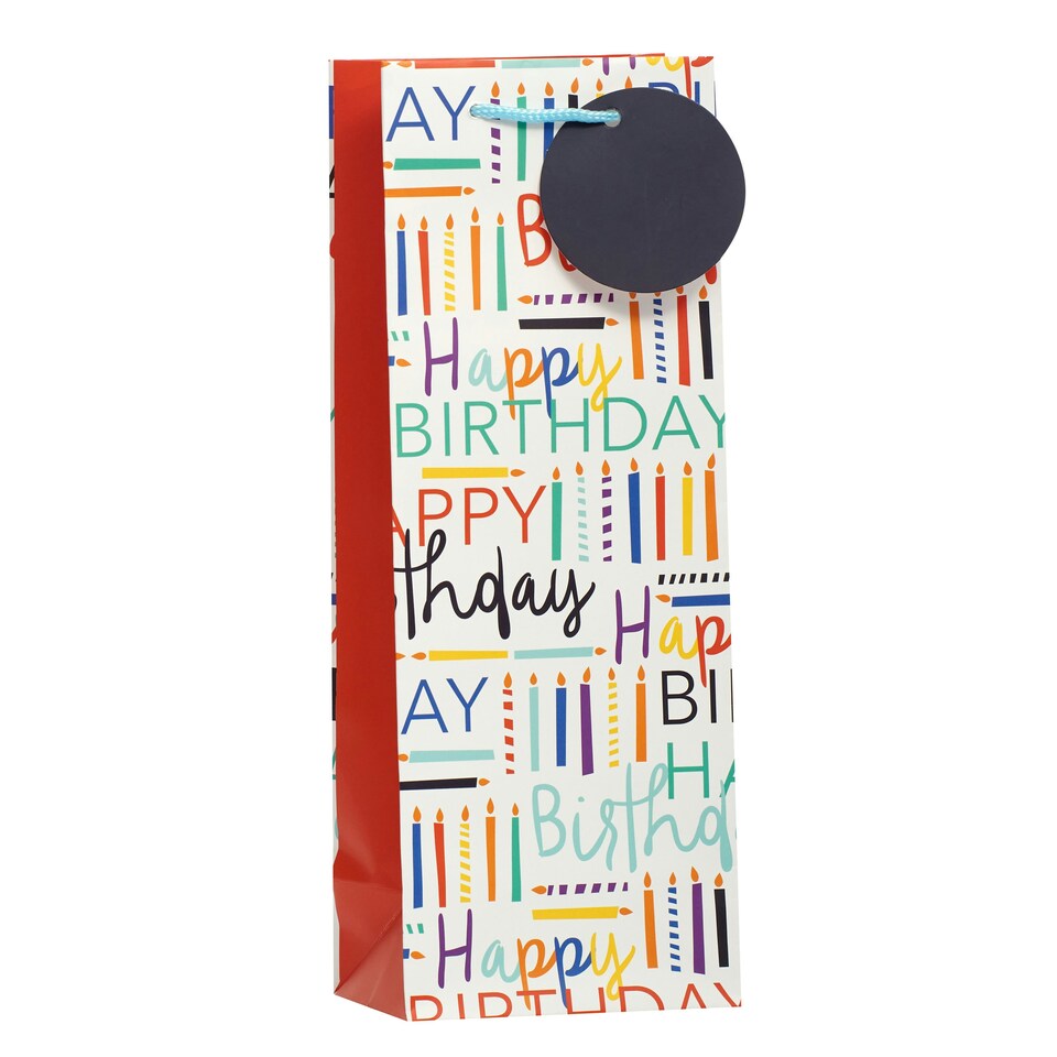 image 1 of Multipack of 3 Bottle Gift Bags | Party Bags for Presents | Birthdays | For Him/Her | Candles Design