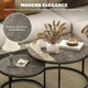 image 3 of HOMCOM 2 Pcs Stacking Coffee Table Set Steel Frame Marble-Effect Top Foot Pads | Grey | 78.5x78.5x46.5