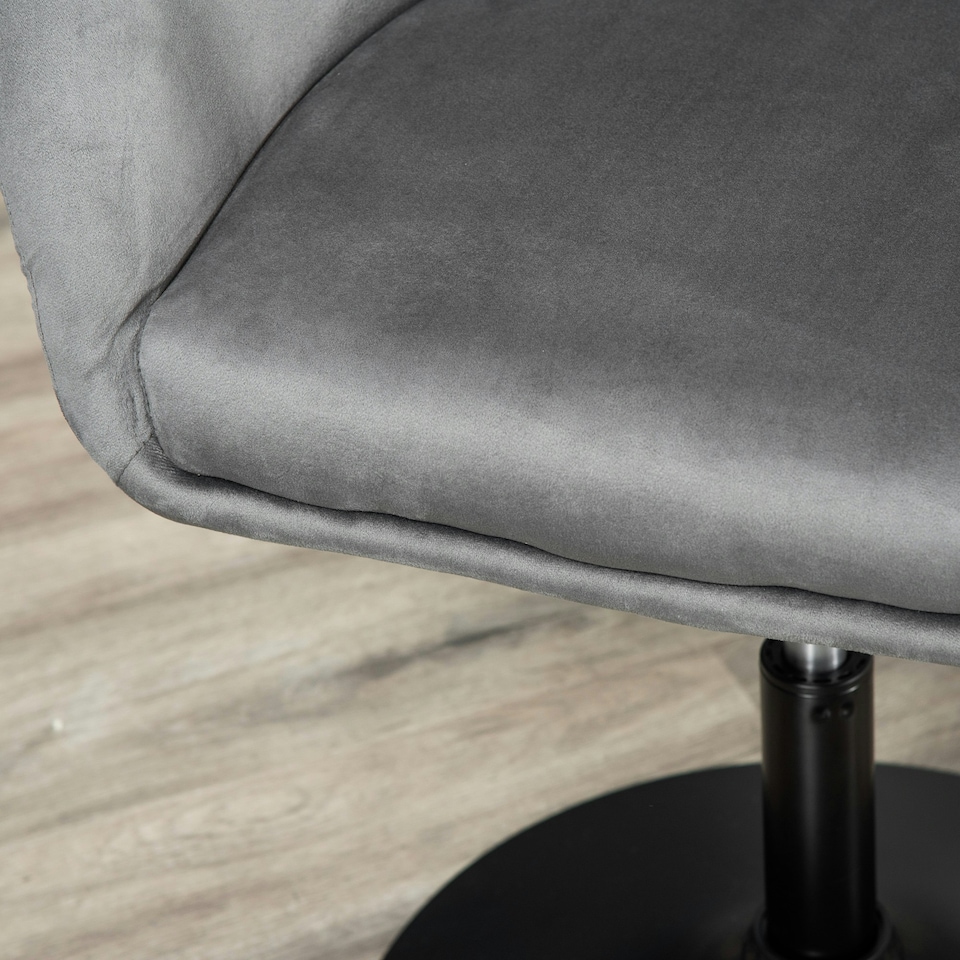 image 1 of HOMCOM Swivel Bar Stool Fabric Dining Chair Dressing Stool Tub Seat Grey