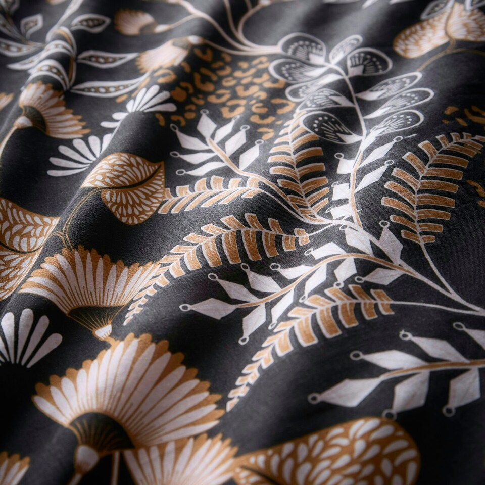 image 1 of Portfolio Home Jephson Botanical Soft Easy Care Bed Linen Bedding Duvet Cover Quilt Set With Pillow Case Black | Double