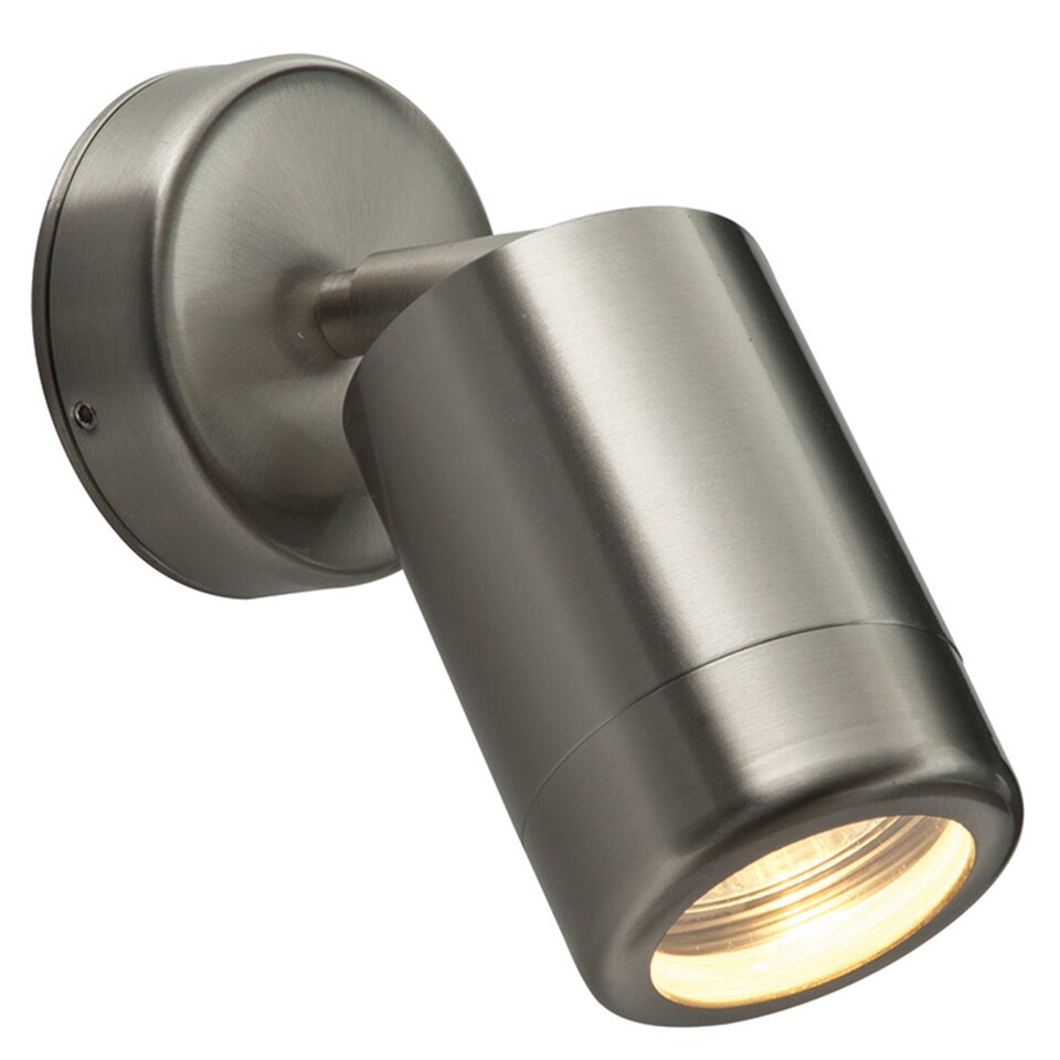 image 1 of Adjustable Outdoor IP65 Wall Spotlight - 7W LED GU10 - Brushed Stainless Steel