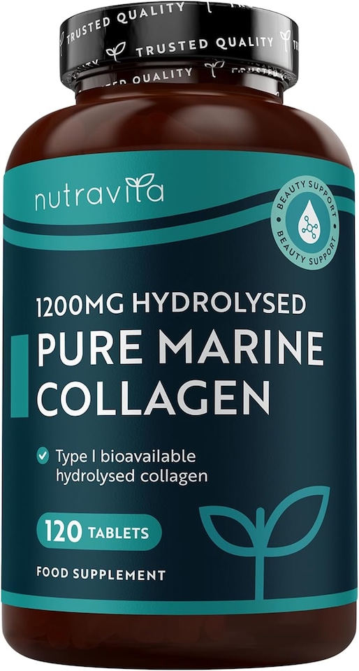 image 1 of Nutravita Pure Marine Collagen 1200mg Bioavailable Hydrolysed Collagen Peptides - Collagen Supplements for Women - 2 Months Supply - 120 Tablets