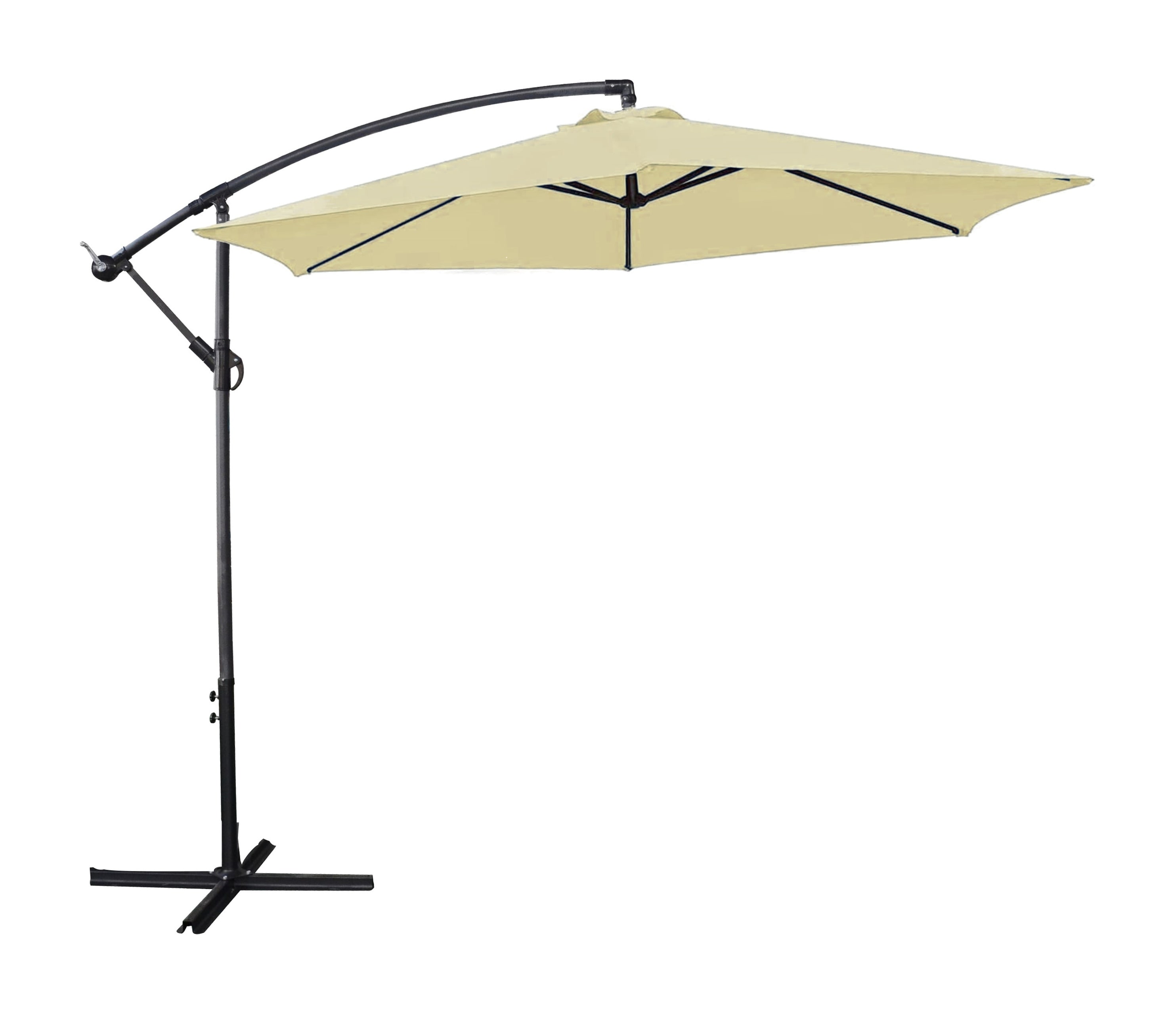 Groundlevel 3M Outdoor Cantilever Banana Garden Parasol Umbrella | Cream | Cream