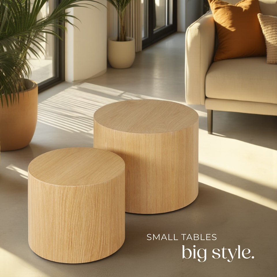 image 1 of Coffee Tables Danny - 2 piece set, round, oak effect