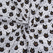 White Printed Polycotton Fabric for Dressmaking, 110cm / 43" Wide - per metre