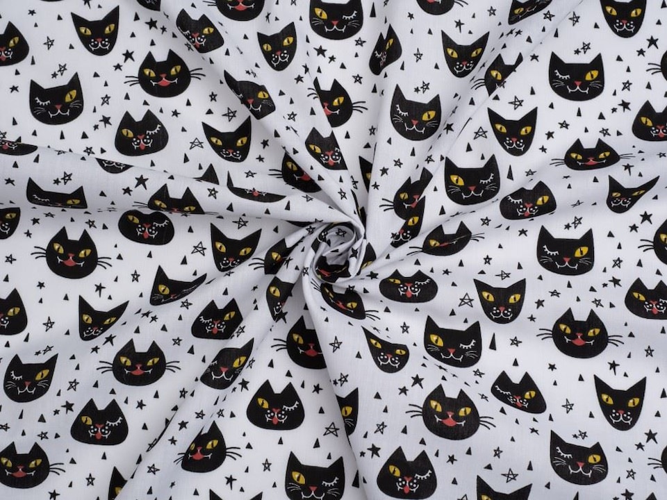 White Printed Polycotton Fabric for Dressmaking, 110cm / 43" Wide - per metre
