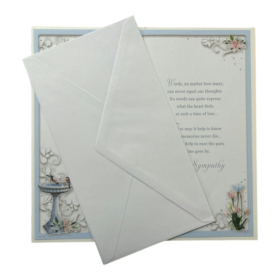 image 1 of From Both of Us Birdbath Fountain Design Sympathy Opacity Card