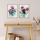 image 2 of Set of 2 Spring Flower Bouquet Glass Vase Floral Watercolour Bedroom Wall Art Print A4