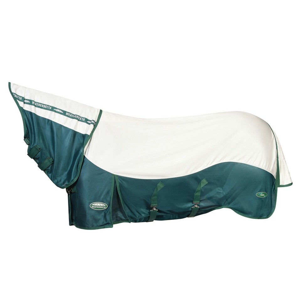 image 1 of Weatherbeeta Green-Tec Combo Neck Airflow Horse Fly Rug - White/Dragonfly Blue - 6´