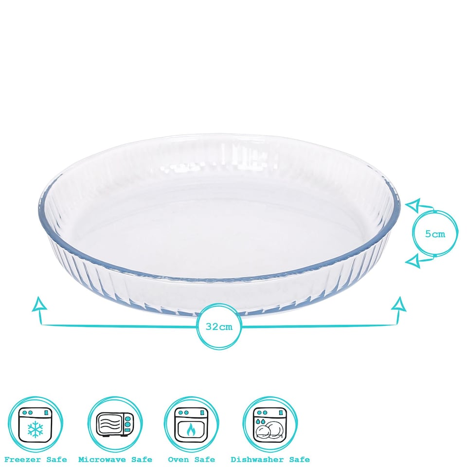 image 1 of Argon Tableware Optical Round Glass Oven Dish - 32cm x 32cm | Clear | Clear | 32cm x 32cm