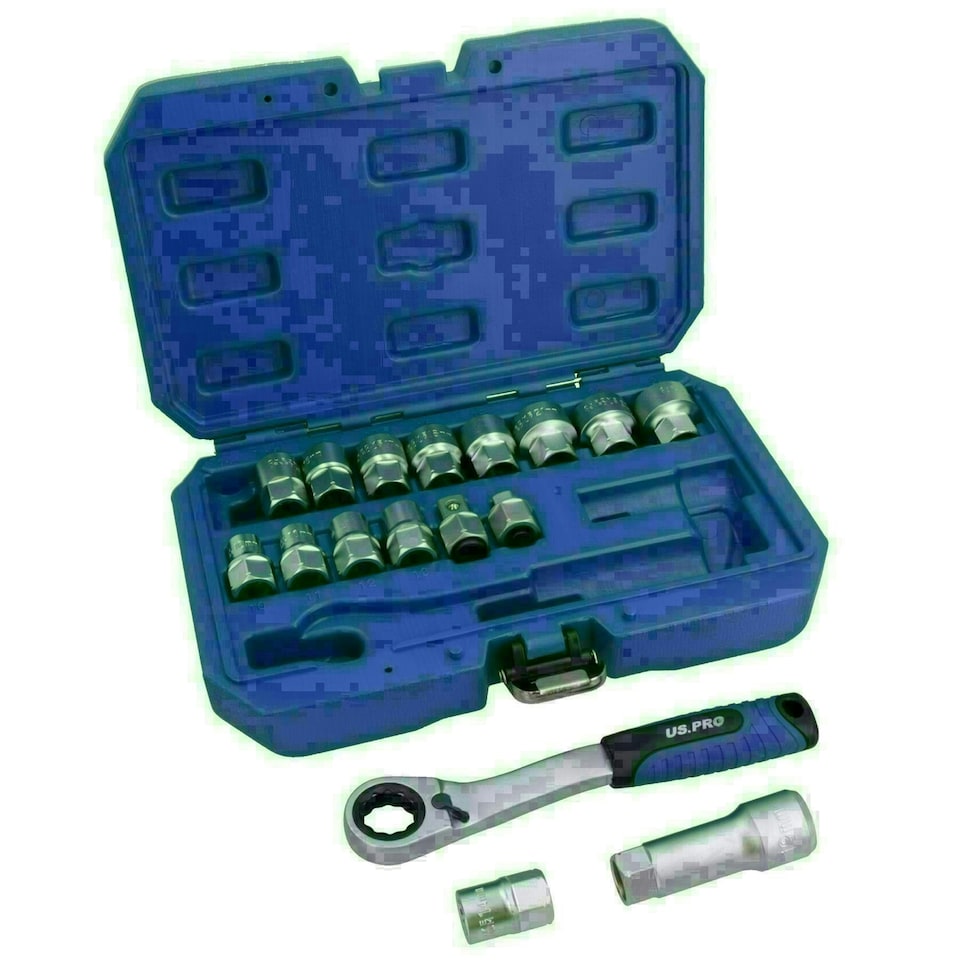 image 1 of 3/8in and 1/2in Drive Go Through Go-Thru Metric Socket Set 10 - 24mm 17pc