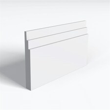 Pack of 10 (Total 10 Units) - MR MDF Primed Chamfered 3 Square Grooves Skirting Board & Rebate - 15mm (T) x 219mm (H) x 3050mm (L)