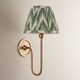 image 3 of Santiago Brushed Aged Brass Plate Wall Light with Cotswold Green Fabric Zigzag Shade 20cm B22