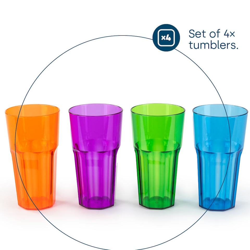 image 1 of Multicolour Plastic Tumbler Set of 4
