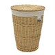 image 1 of JVL Hand Woven Acacia Round Laundry Willow Basket with Lid, Honey Finish Brown
