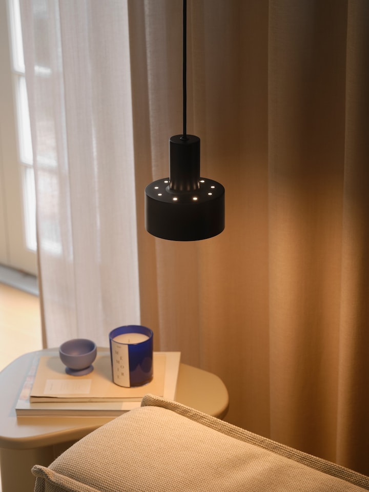 image 1 of Nordlux Matis Indoor Pendant Light Black Metal E27 On-Fixture Switch - Mains Powered, IP20