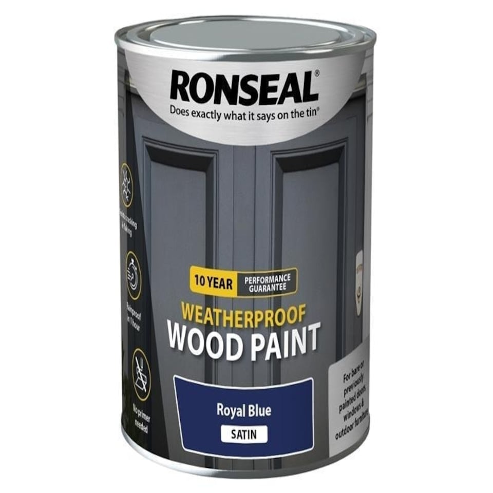 10 Year Weatherproof Wood Paint Royal Blue Satin 750ml - RSL39397