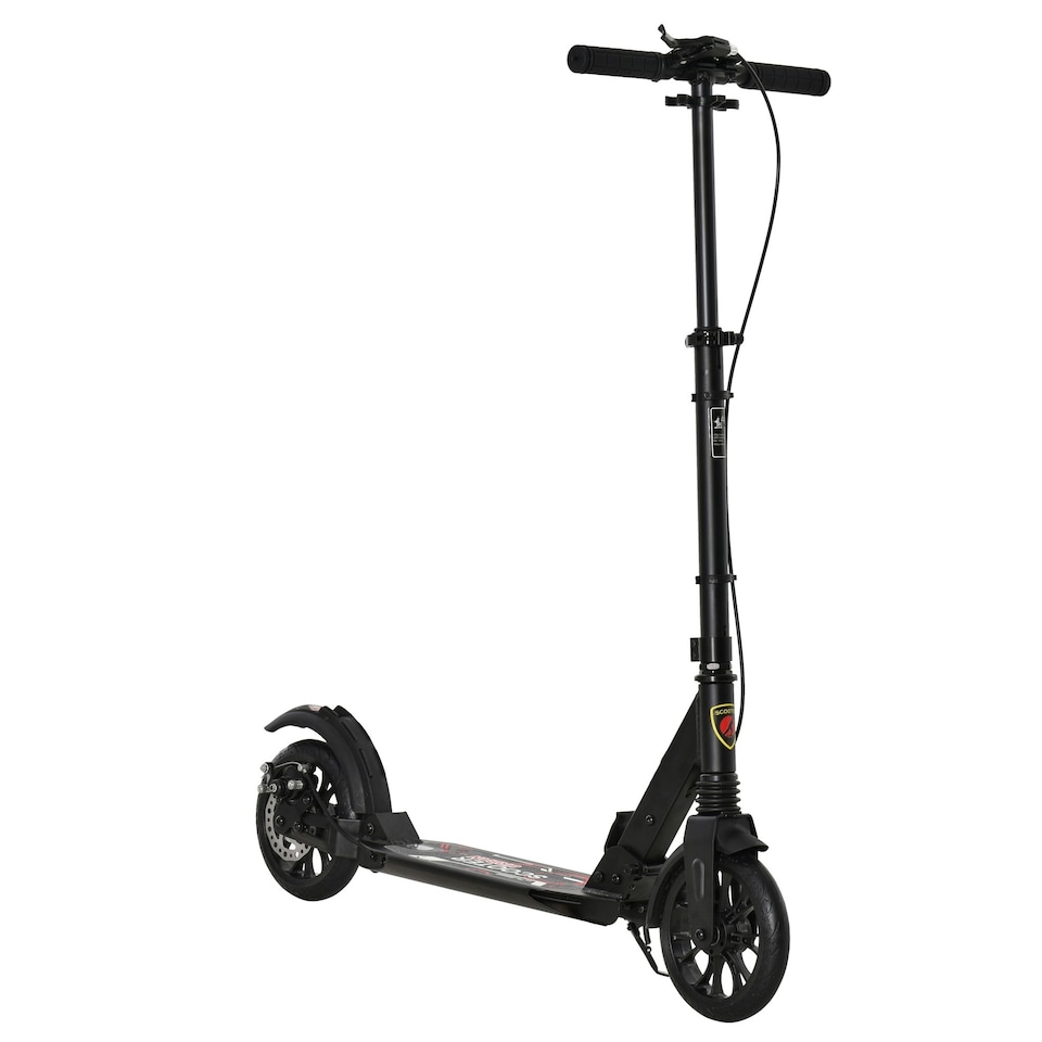 image 1 of HOMCOM Adult Teens Kick Scooter Fold Adjust 14+ w/ Rear Wheel&Hand Brake Black