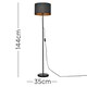 image 3 of ValueLights Floor Lamp Base In Black Metal Finish With Black Gold Drum Shade