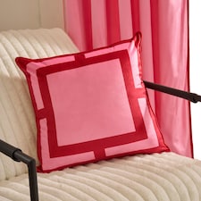 OHS 2 x Square Print Matte Velvet Decorative Cushion Covers | Pink | Hot Pink