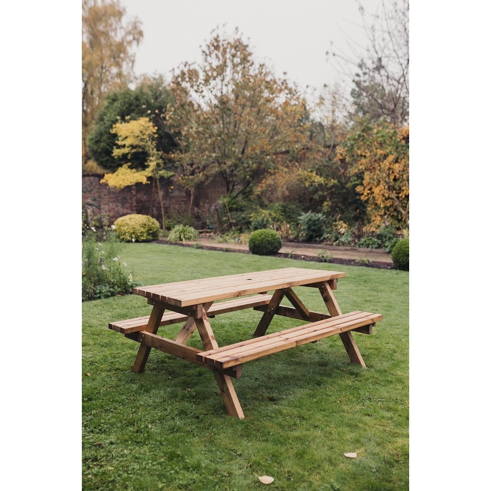 image 1 of Valley Deluxe Picnic Table - Timber - L180 x W150 x H76 cm - Partially Assembled