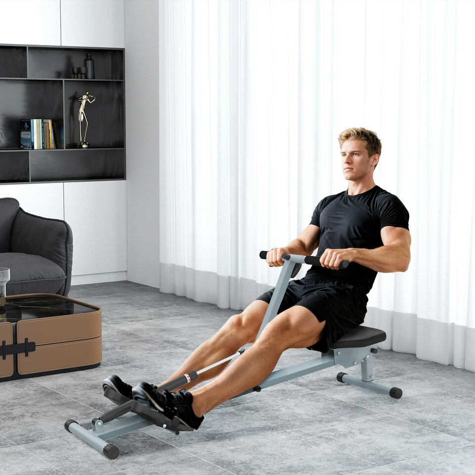 image 1 of HOMCOM 12 Level Fitness Rowing Machine Cardio Fitness Workout and Gym Training