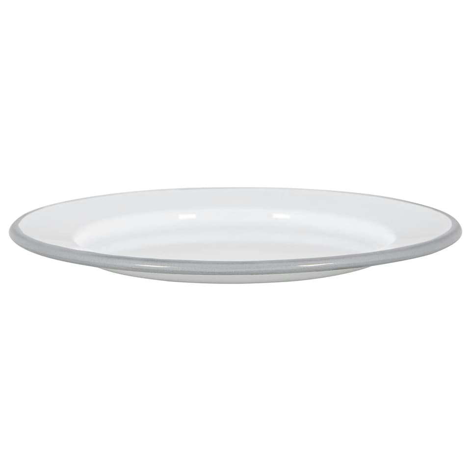 image 1 of Argon Tableware White Enamel Side Plates - 20cm - Grey - Pack of 6 Grey