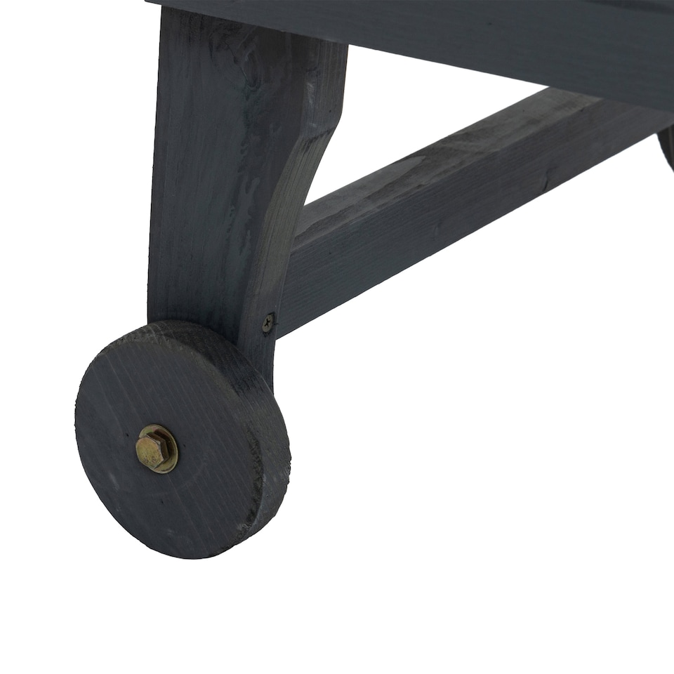 image 1 of Outsunny Garden Patio Sun Lounger, Outdoor Wooden Sun Bed with Built-In Table, Reclining Backrest and Rolling Wheels for Sunbathing, Grey