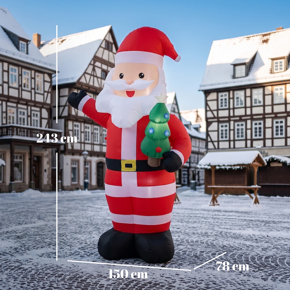 image 1 of Outsunny 8FT Inflatable Christmas Decoration with Bright LED Light, Red