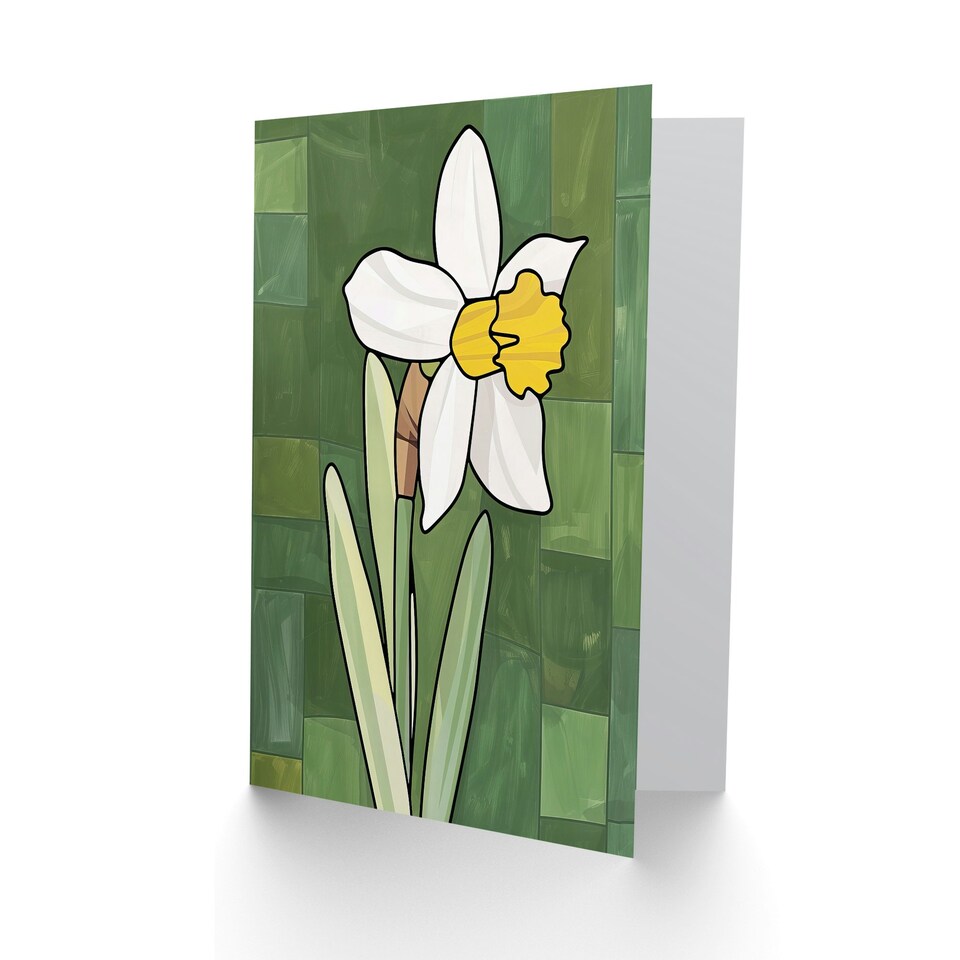 image 1 of Daffodil Spring Flower Bloom Green Stylised Him Her Birthday Art Card