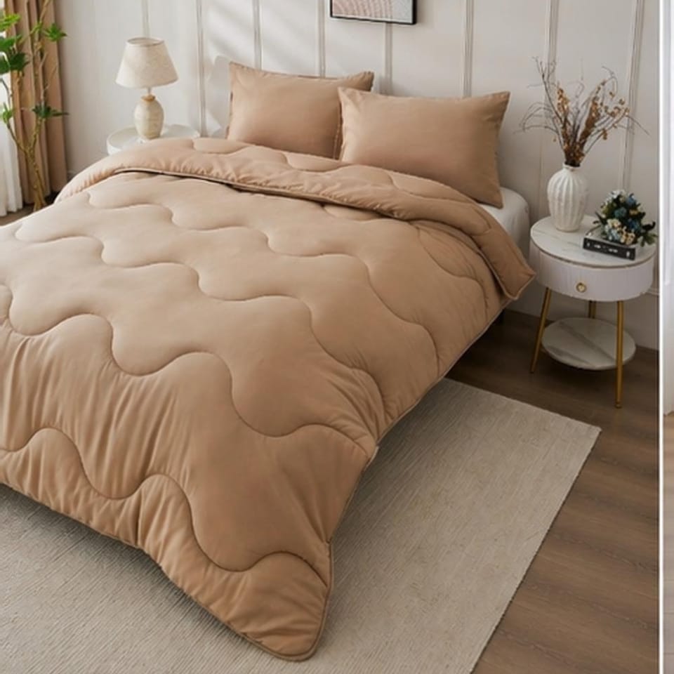 image 1 of 10.5 Tog Supersoft Microfibre Duvet with Pillowcases – Coverless or Use with Duvet Cover | Cream | Dark Natural | Double