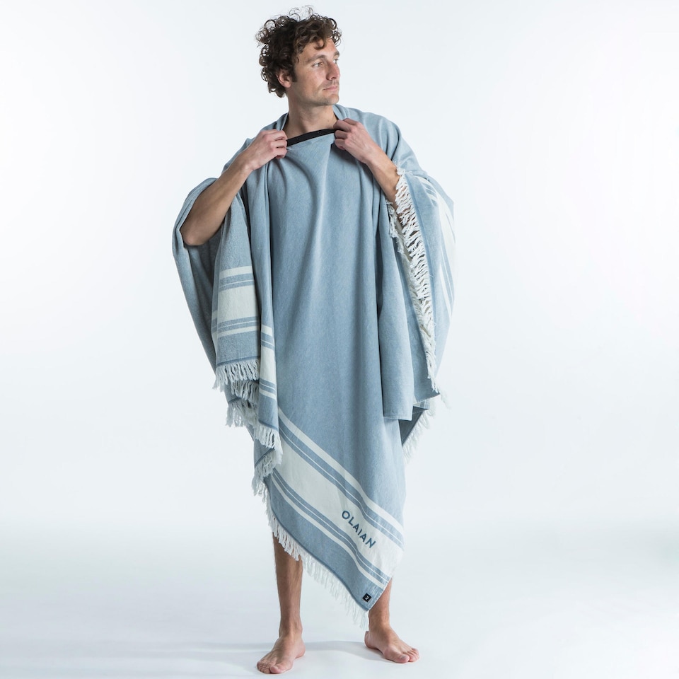 image 1 of Decathlon Poncho beach towel 190 x 190 cm grey blue