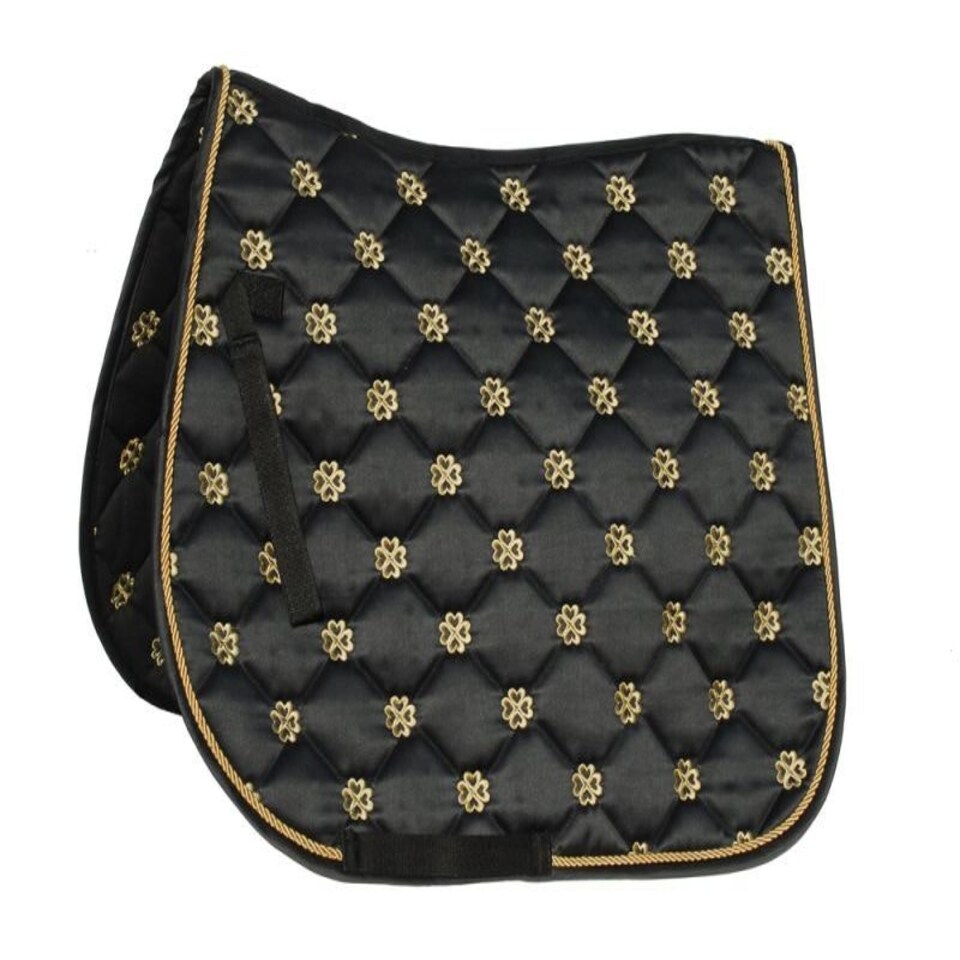 image 1 of Rhinegold Lucky Clover Satin Saddle Pad Black | Size: Pony
Colour: Black