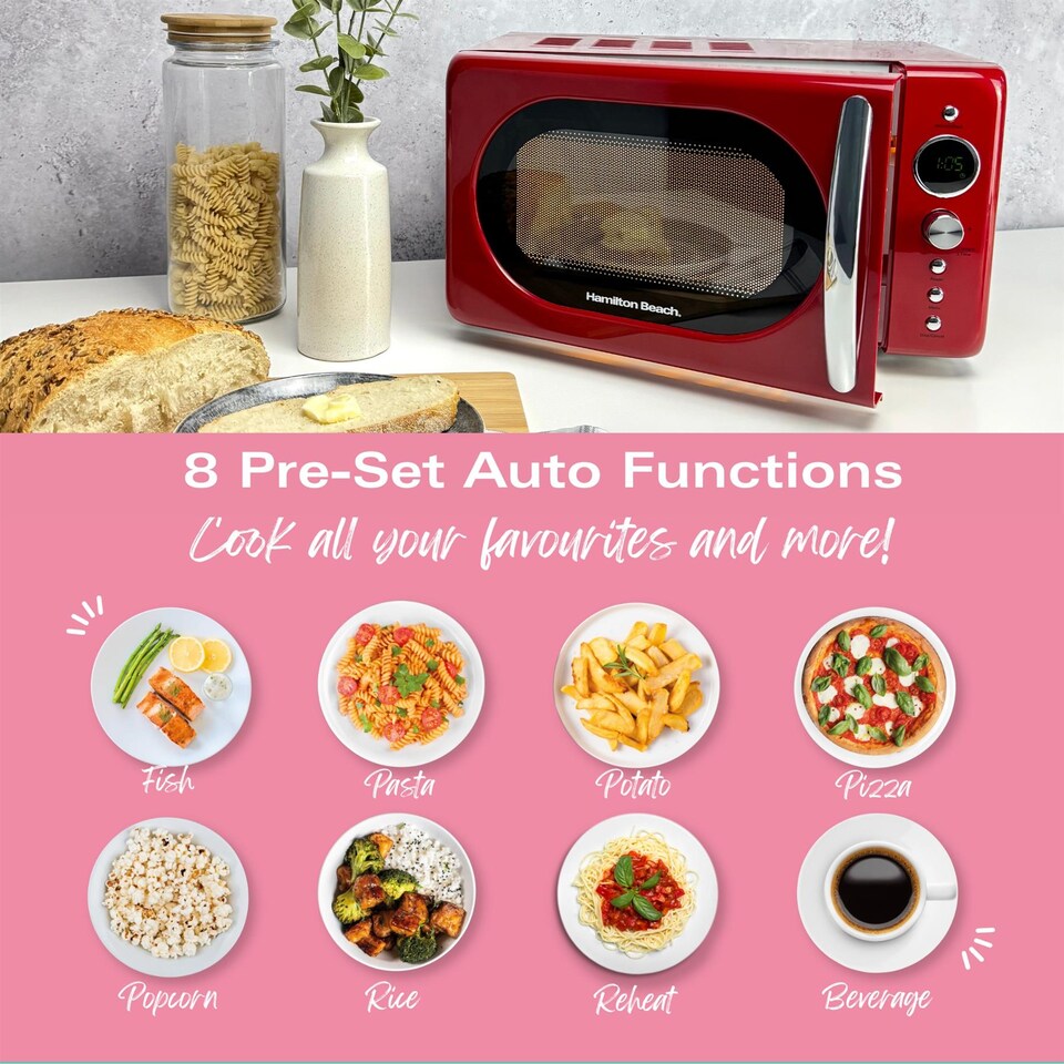 image 1 of Hamilton Beach 20L Retro Red Microwave