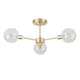 image 2 of Set of 2 Toner - Satin Brass with Globes 3 Light Flush Ceiling Lights | Gold | Satin brass plate and clear glass | Medium | 1