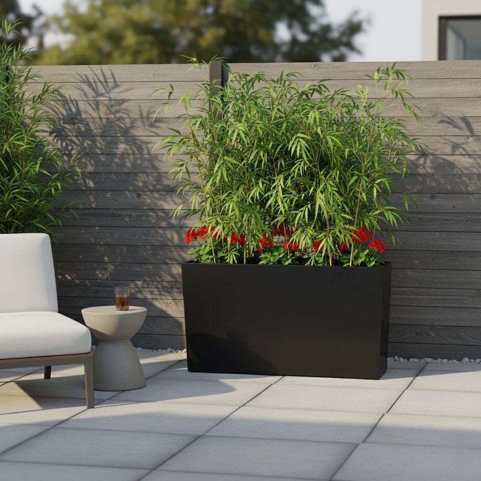 image 1 of 58cm Urbi Case Tall Rectangular Planter | Black | Black & Set of 3 | 3