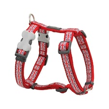 Dog H-Harness Design Union Jack Flag on Red Red | S