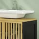 image 10 of HOMCOM Under Sink Bathroom Cabinet, Bamboo Sink Storage Cabinet Slat Doors Yellow | Natural wood finish
