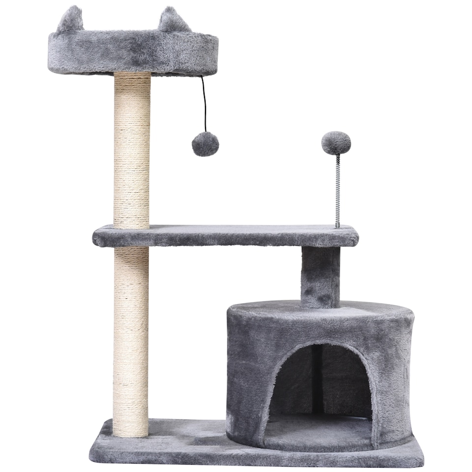 image 1 of PawHut 81cm Cat Tree Climbing Tower for Indoor with Scratching Post