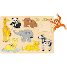 Goki Wooden 8 Piece Wild Baby Animals Lift Out Puzzle