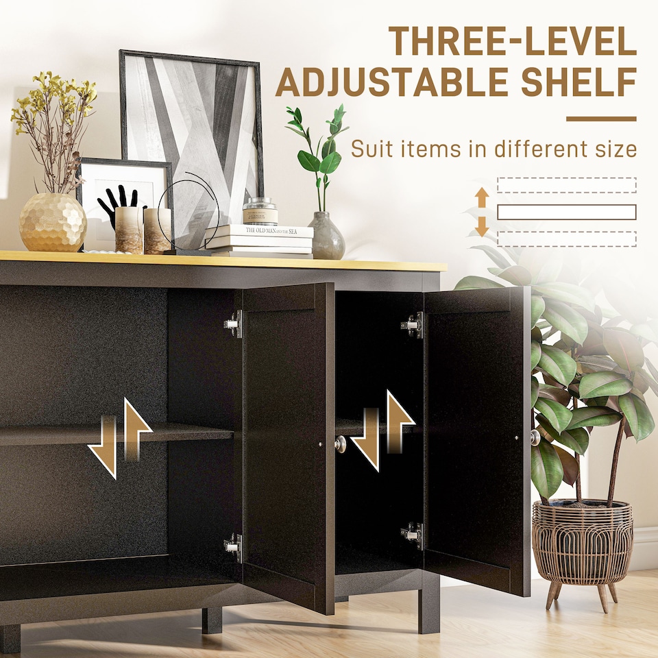 image 1 of HOMCOM Sideboard Buffet Storage Cabinet, Storage Cabinet with Doors, Black