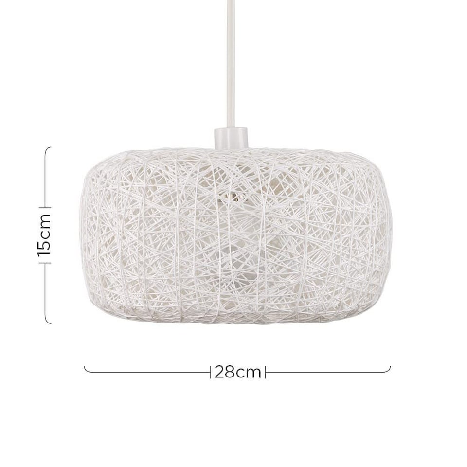 image 1 of ValueLights Bjorn Doughnut White Rattan Twine Pendant Shade | White