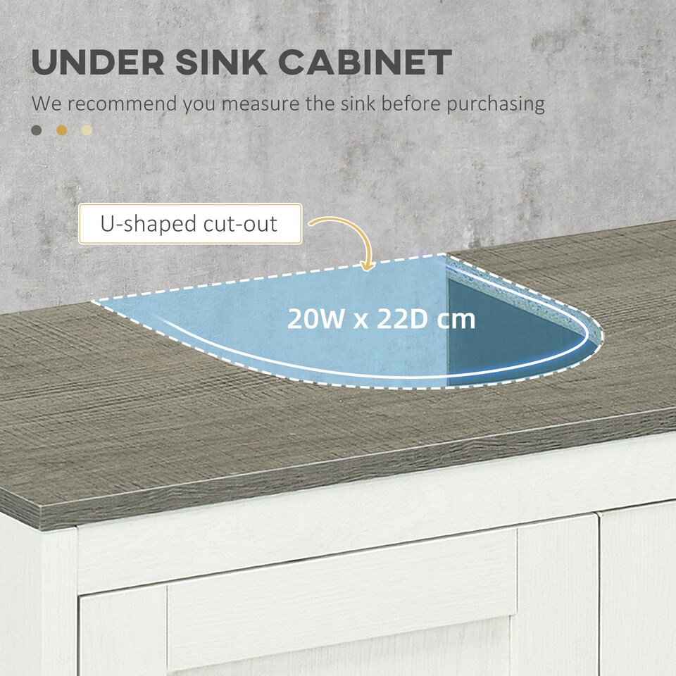image 1 of kleankin Bathroom Sink Cabinet, Freestanding Under Sink Cabinet Adjustable Shelf White | White