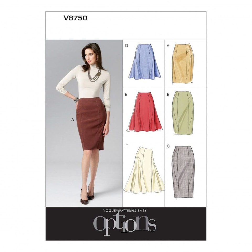 image 1 of Vogue 8750 Paper Sewing Pattern – Women’s Skirt, UK Sizes 6–8–10–12, Easy