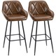 image 1 of HOMCOM Bar Stools Set of 2 Retro Bar Chairs with Backs Footrests Brown