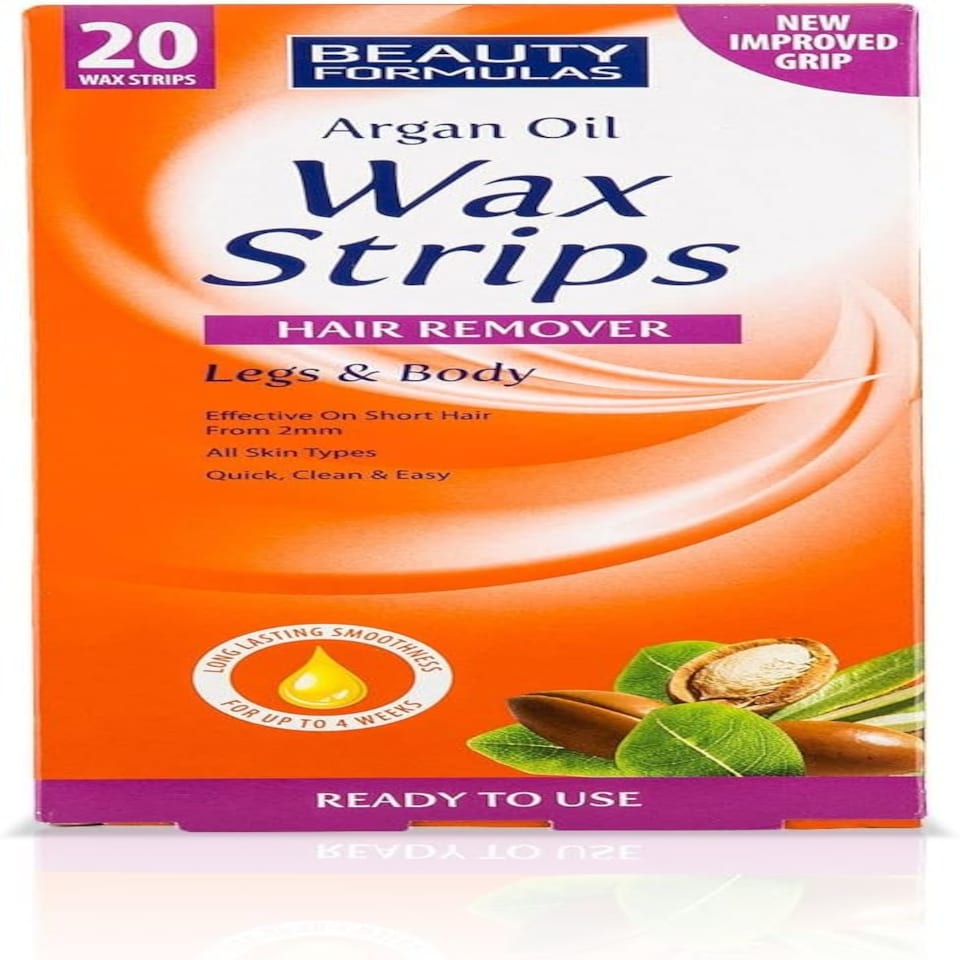 image 1 of Beauty Formulas Argan Oil Wax Strips Hair Remover For Legs And Body 20 Wax Strips