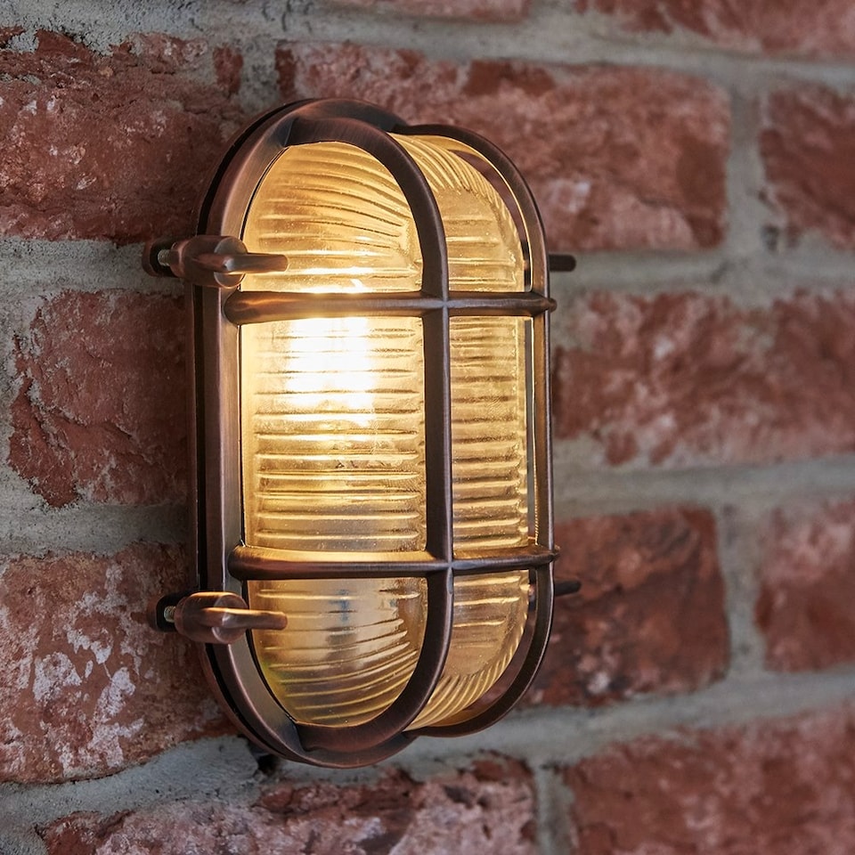 image 1 of ValueLights Bow Nautical Copper Bulkhead Light and Bulb